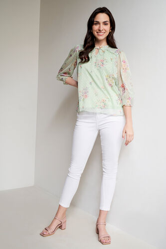 Mint Floral Straight Top, Mint, image 3
